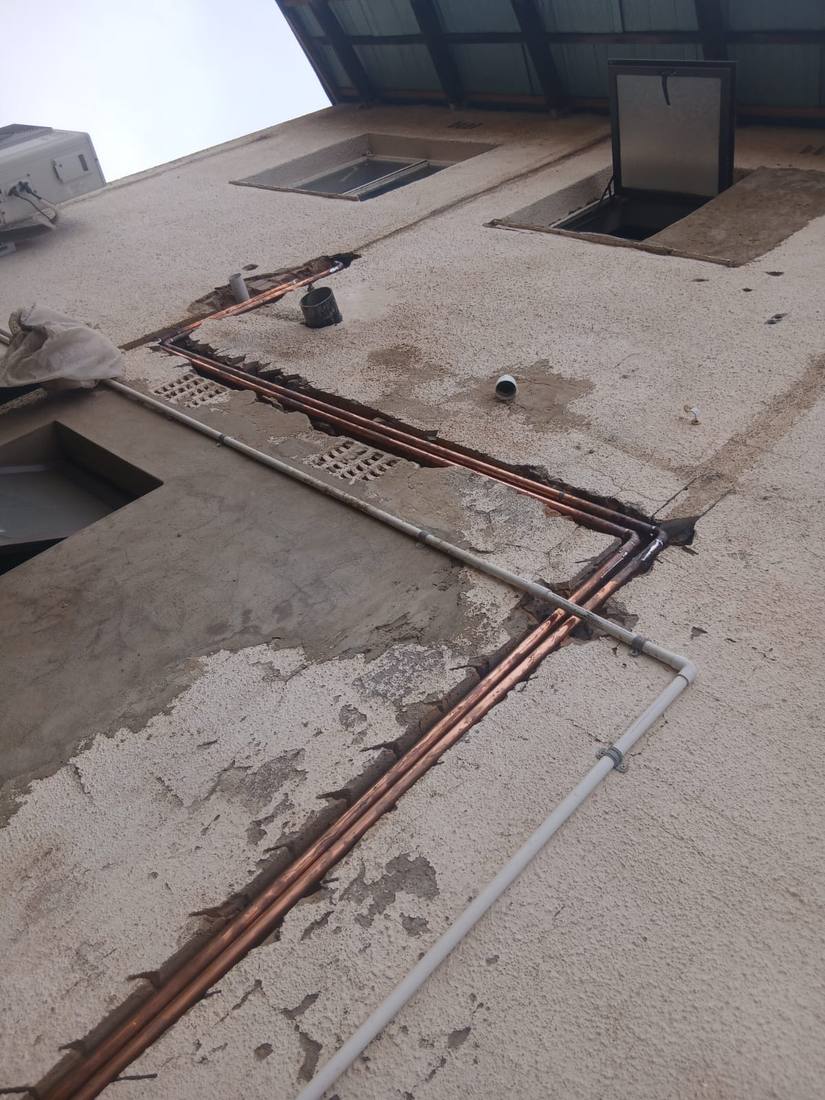 Copper pipe run chased into a roof slab and sealed by New Generation Plumbing